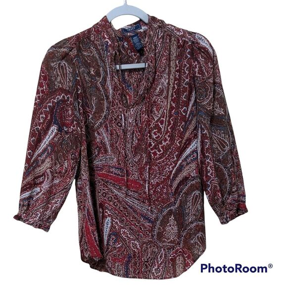 Chaps Tops - Chaps blouse Paisley sheer work wear business attire small